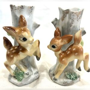 Vintage Deer Bud Vase Set